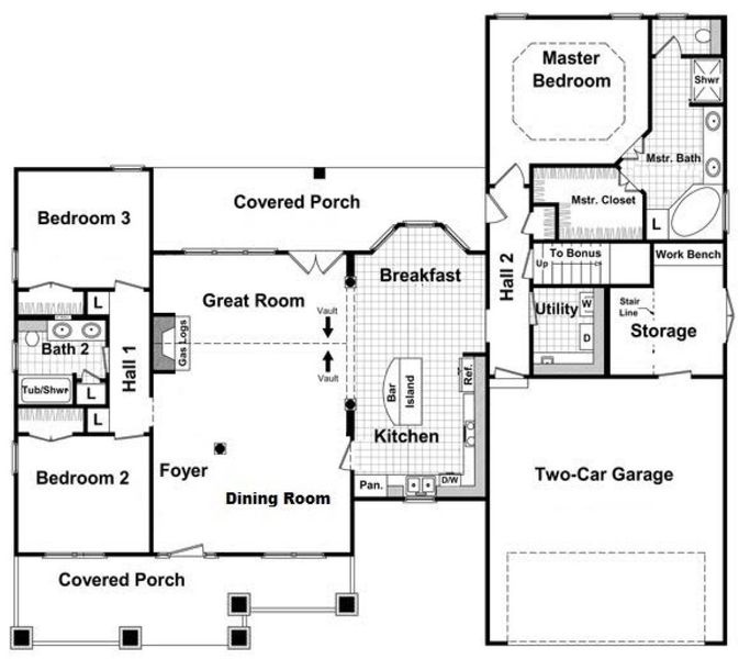 2D floor plan layout for the The Hartsfield by Bamford and Company in Rowland Springs, Cartersville, GA (Image 4).