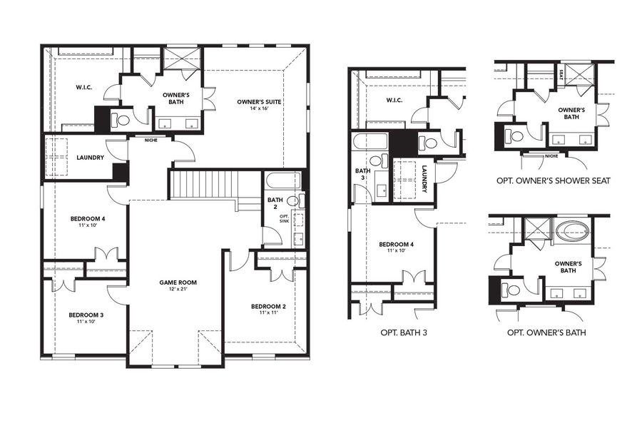2D floor plan layout for the Maui. by DRB Homes in Prominence, San Antonio, TX (Image 4).