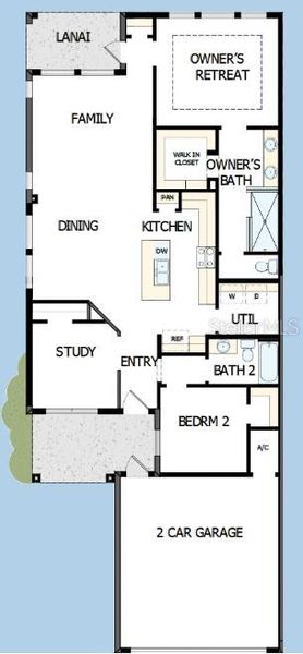 2D floor plan layout of this home in Gracewater at Sarasota, Sarasota, FL (Image 3).