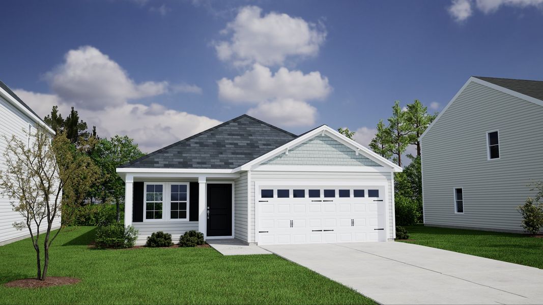 Front exterior of a new home in Ellington, Elgin, SC, highlighting curb appeal (Image 1). Front exterior of a new home in Ellington, Elgin, SC, highlighting curb appeal (Image 1).