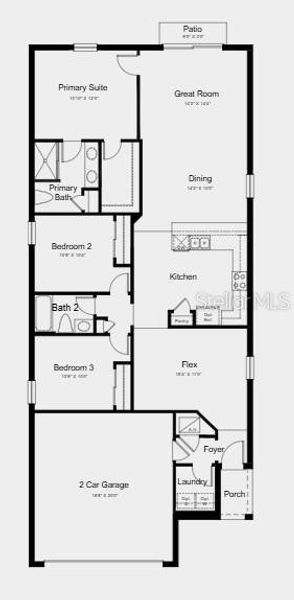 2D floor plan layout of this home in Cove at Coasterra, Palmetto, FL (Image 2).