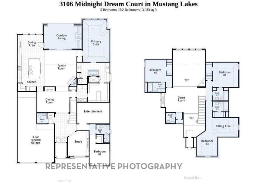 2D floor plan layout of this home in Mustang Lakes, Celina, TX (Image 3).