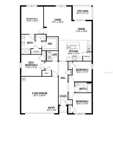 2D floor plan layout of this home in Seagrass, Punta Gorda, FL (Image 2).