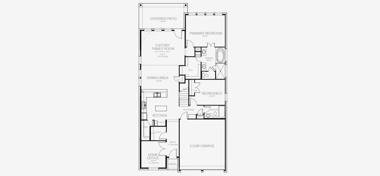 2D floor plan layout for the 2426W by Perry Homes in Lariat 50', Liberty Hill, TX (Image 4). 2D floor plan layout for the 2426W by Perry Homes in Lariat 50', Liberty Hill, TX (Image 4).