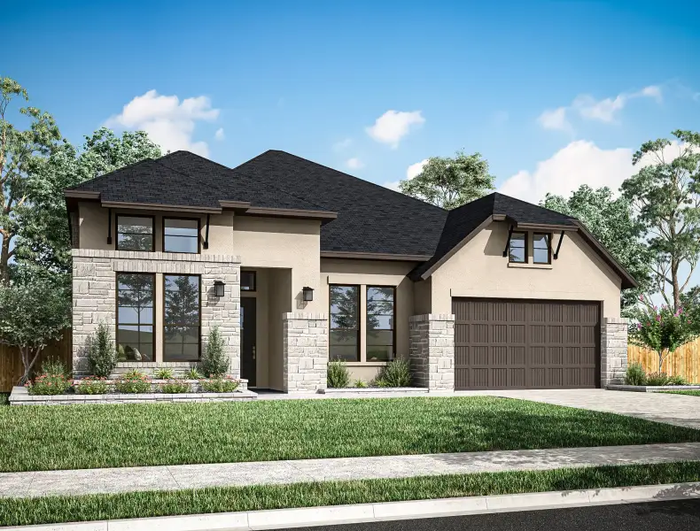 Representative exterior photo of a completed home built from the Brentwood by Tri Pointe Homes in Evergrove, Richmond, TX (Image 20).