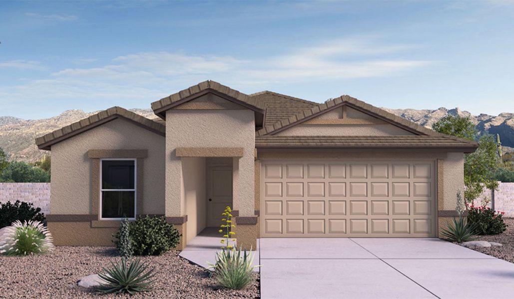 Representative exterior photo of a completed home built from the Easton by D.R. Horton in Saguaro Bloom, Marana, AZ (Image 15).
