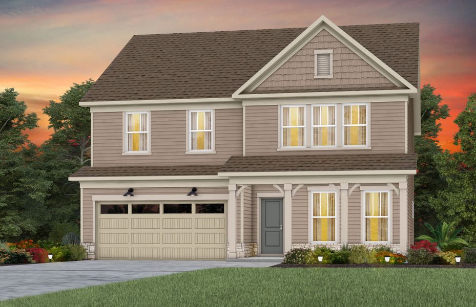 Representative exterior photo of a completed home built from the Marshall by Pulte Homes in Michaux Gardens, Belmont, NC (Image 32). Representative exterior photo of a completed home built from the Marshall by Pulte Homes in Michaux Gardens, Belmont, NC (Image 32).