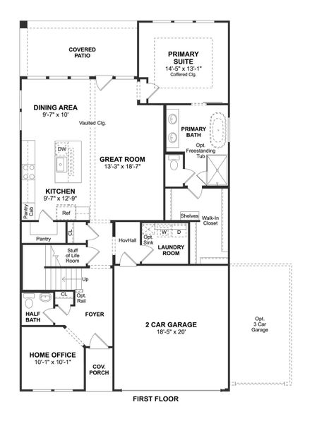2D floor plan layout for the Evora II by K. Hovnanian® Homes in Gateway Parks, Forney, TX (Image 3).