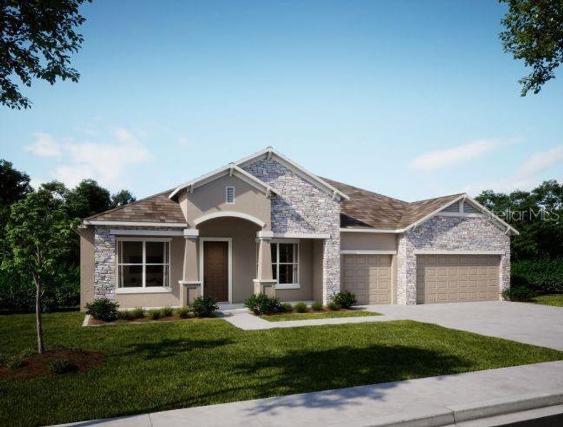 Front exterior of a new home in Lake County Communities, Groveland, FL, highlighting curb appeal (Image 1). Front exterior of a new home in Lake County Communities, Groveland, FL, highlighting curb appeal (Image 1).