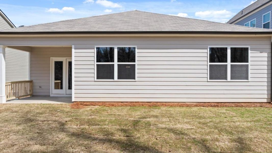 Exterior details and patio area of a home in South Wind, Union City (Image 18).