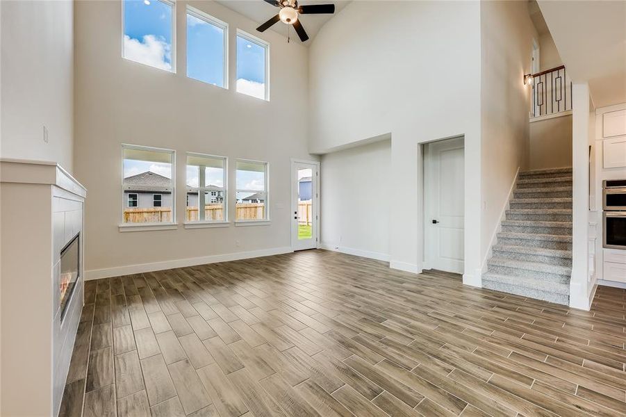 So many possibilities await this living room space: bookshelves, large art, a big TV....