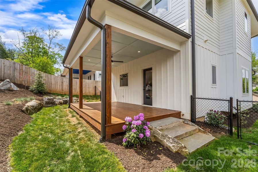 Exterior details and patio area of a home in , Asheville (Image 26).