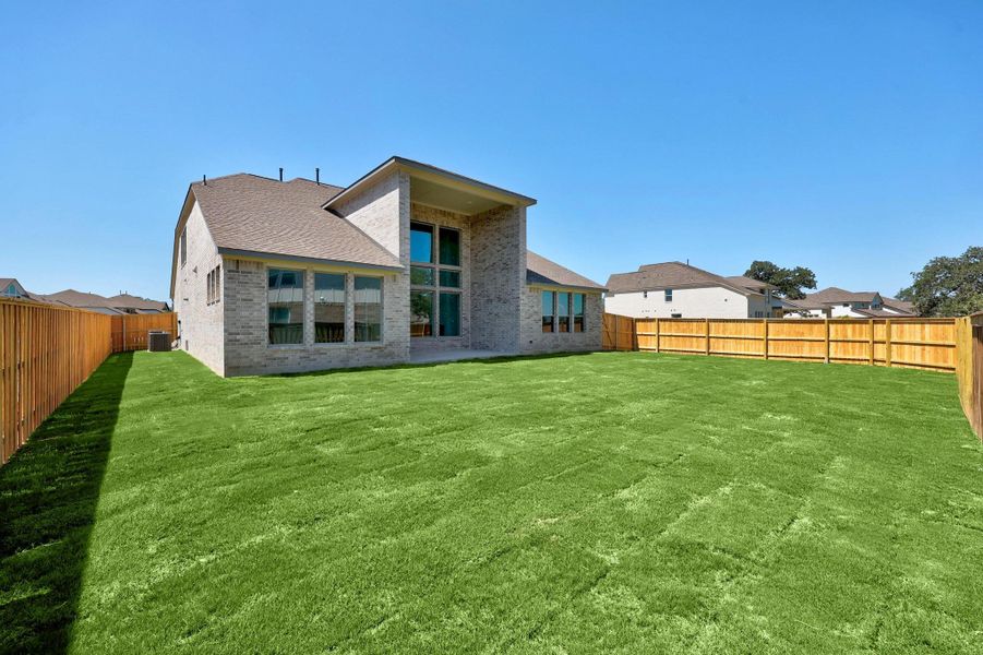 Exterior details and patio area of a home in Parmer Ranch - 60', Georgetown (Image 19).