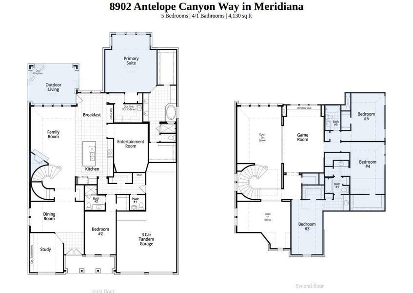 2D floor plan layout of this home in Meridiana, Manvel, TX (Image 2).