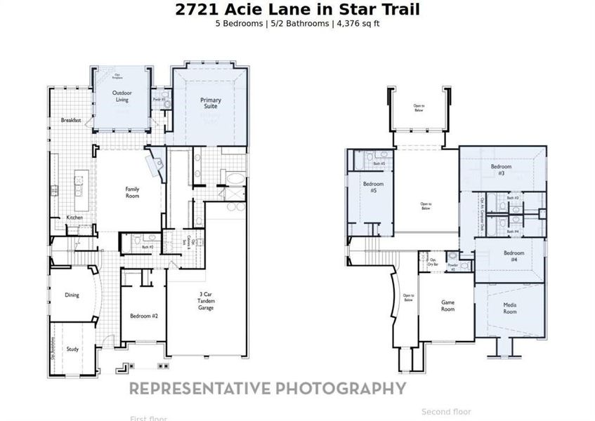 2D floor plan layout of this home in Star Trail: 65ft. lots, Prosper, TX (Image 2). 2D floor plan layout of this home in Star Trail: 65ft. lots, Prosper, TX (Image 2).