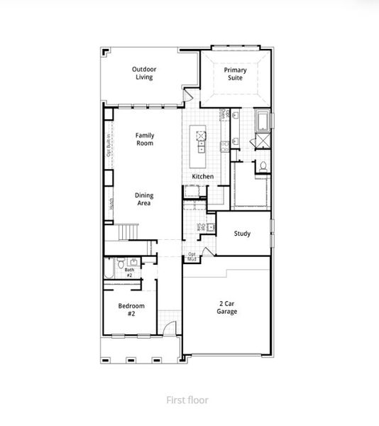 2D floor plan layout for the Fordham Plan by Highland Homes in Monterra: 50ft. lots, Rockwall, TX (Image 4).