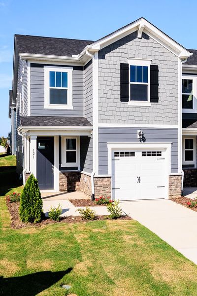 Front exterior of a new home in Vaughan Farms, Angier, NC, highlighting curb appeal (Image 2).