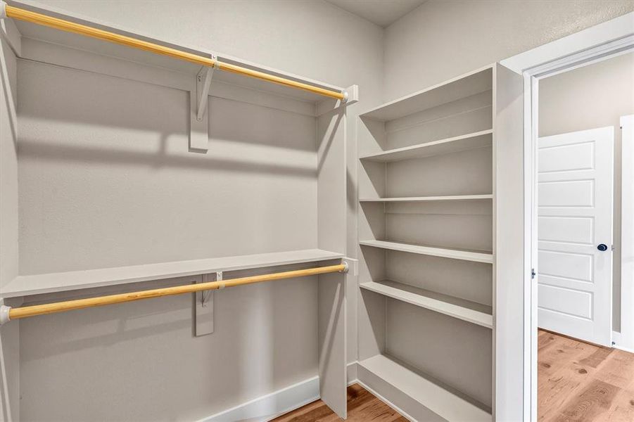 Spacious closet featuring light wood-style flooring Spacious closet featuring light wood-style flooring