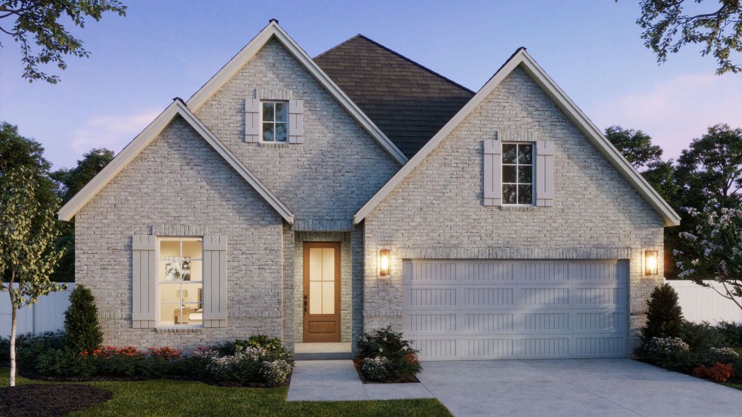 Representative exterior photo of a completed home built from the Frederic II by Normandy Homes in Painted Tree - Woodland West, McKinney, TX (Image 2). Representative exterior photo of a completed home built from the Frederic II by Normandy Homes in Painted Tree - Woodland West, McKinney, TX (Image 2).