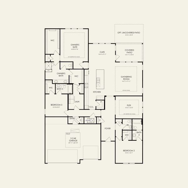 2D floor plan layout for the Renown by Del Webb in Del Webb Carolina Ridge, Midland, NC (Image 7).