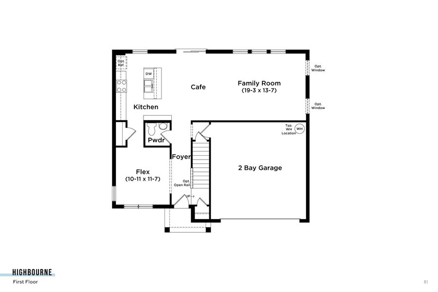 2D floor plan layout for the Highbourne by DRB Homes in Granary Park, Green Cove Springs, FL (Image 3).