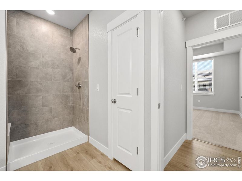 Linen closet in primary bathroom