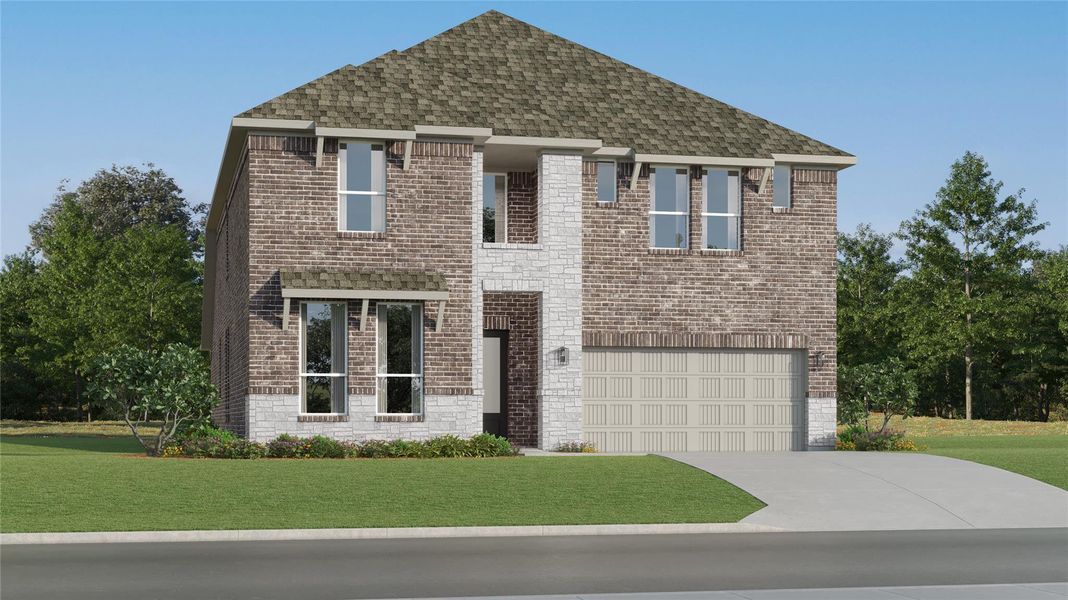 Front exterior of a new home in Cotton Brook, Hutto, TX, highlighting curb appeal (Image 20).