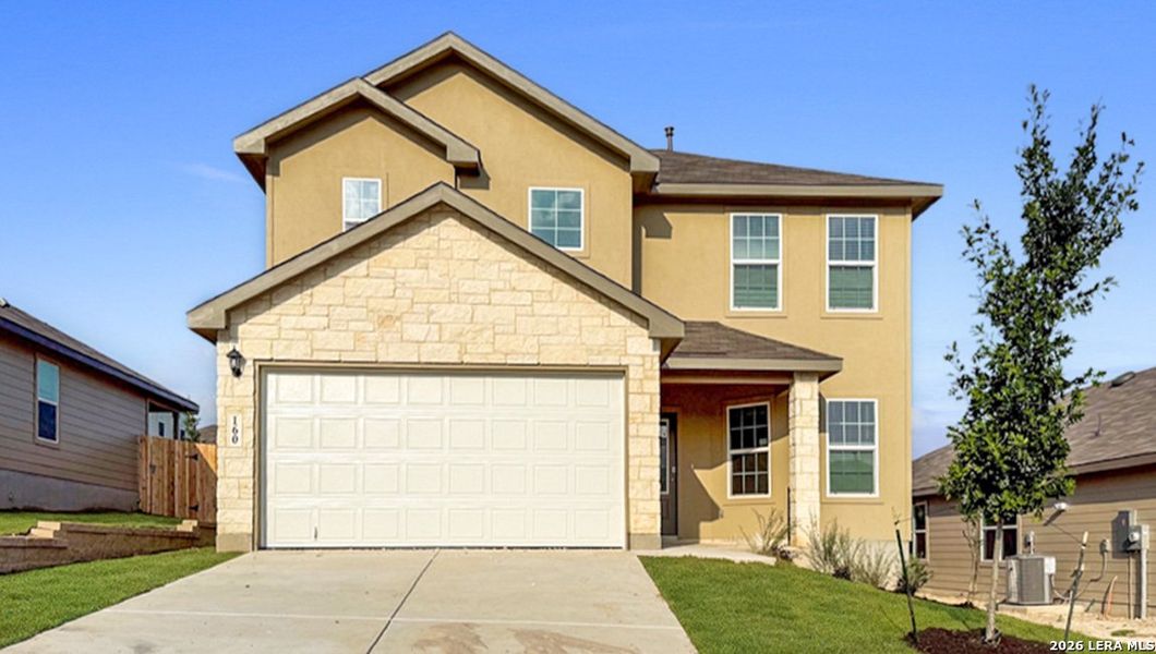 Front exterior of a new home in Redbird Ranch, San Antonio, TX, highlighting curb appeal (Image 1). Front exterior of a new home in Redbird Ranch, San Antonio, TX, highlighting curb appeal (Image 1).