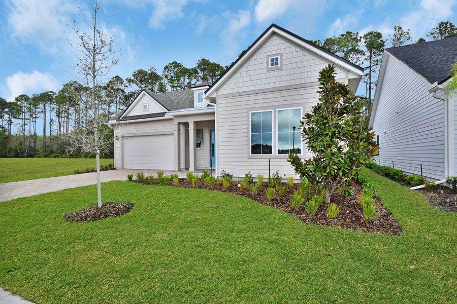 Representative exterior photo of a completed home built from the Hudson II by Riverside Homes in Hidden Creek at SilverLeaf 70' Series, St. Augustine, FL (Image 22).