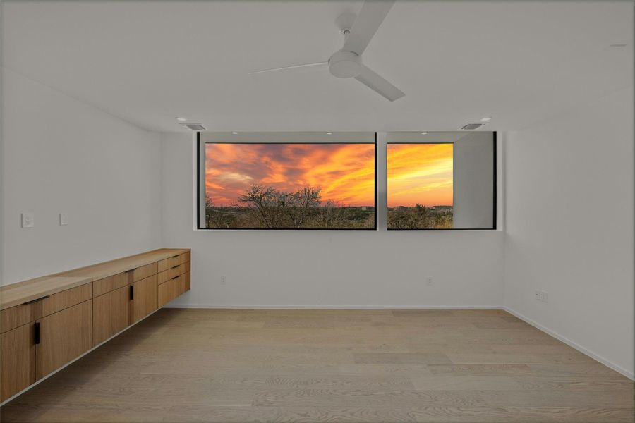 Beautiful view of the sunset from the upstairs living room