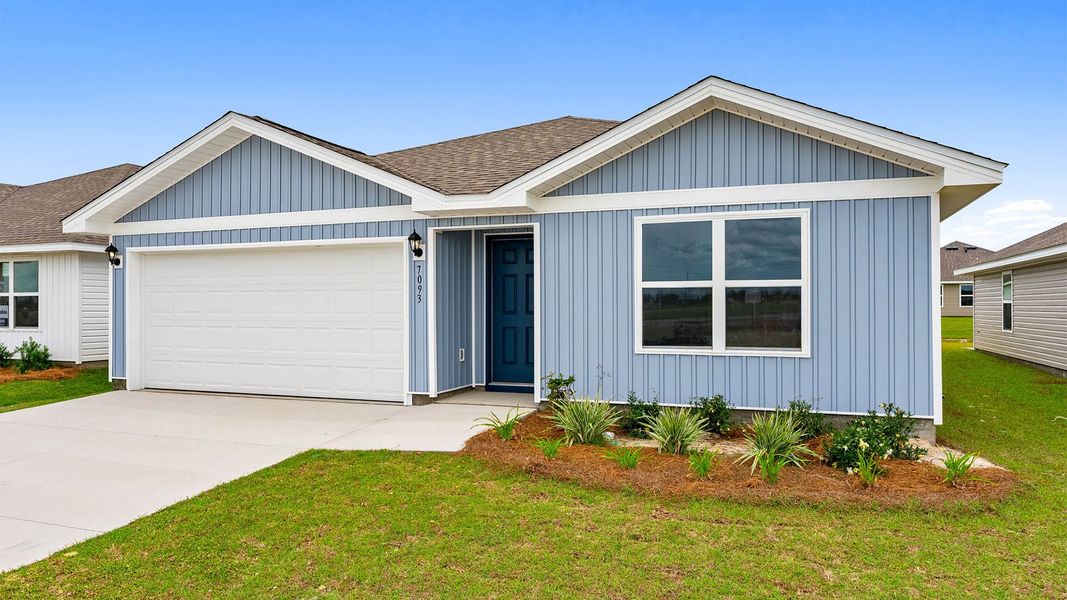 Front exterior of a new home in Liberty, Panama City, FL, highlighting curb appeal (Image 2). Front exterior of a new home in Liberty, Panama City, FL, highlighting curb appeal (Image 2).