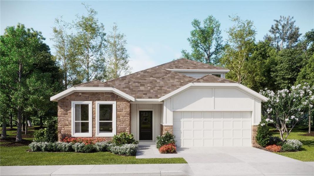 Front exterior of a new home in Groves at Grenelefe: Classic Collection, Haines City, FL, highlighting curb appeal (Image 1).