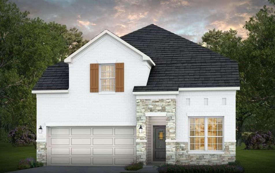 Front exterior of a new home in Ryehill, Sugar Land, TX, highlighting curb appeal (Image 1). Front exterior of a new home in Ryehill, Sugar Land, TX, highlighting curb appeal (Image 1).