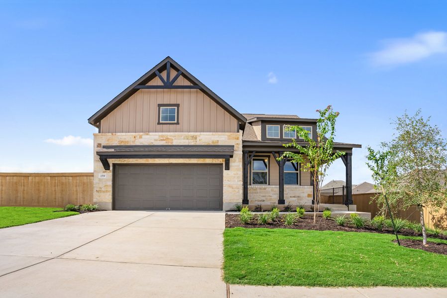 Representative exterior photo of a completed home built from the Texoma by Ashton Woods in The Colony 50s, Bastrop, TX (Image 2).