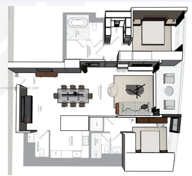 2D floor plan layout of this home in , Miami, FL (Image 6).