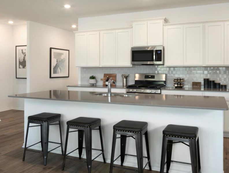 Furnished interior view inside a new home in Devine Lake: Highlands 3-Car Collection, Leander (Image 13).