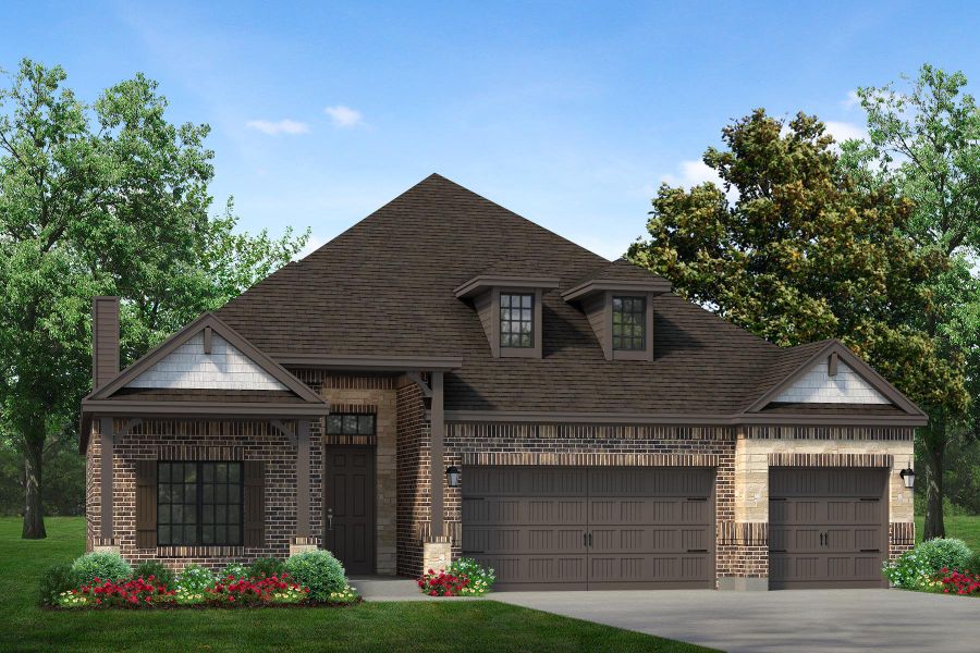 Representative exterior photo of a completed home built from the Cedarwood I by Sandlin Homes in Settler's Glen, New Fairview, TX (Image 4). Representative exterior photo of a completed home built from the Cedarwood I by Sandlin Homes in Settler's Glen, New Fairview, TX (Image 4).