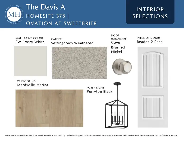 Sample of building materials used in homes in Ovation at Sweetbrier, Durham (Image 4).