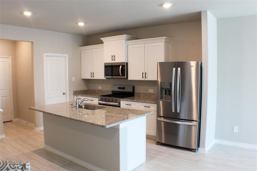 kitchen with SS fridge, microw wave and electric oven kitchen with SS fridge, microw wave and electric oven