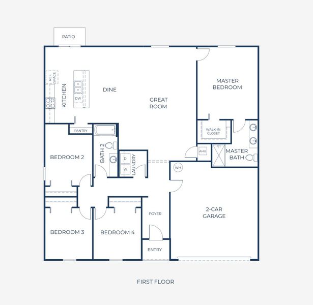 2D floor plan layout for the Orchid by Maronda Homes in Royal Highlands, Weeki Wachee, FL (Image 3).