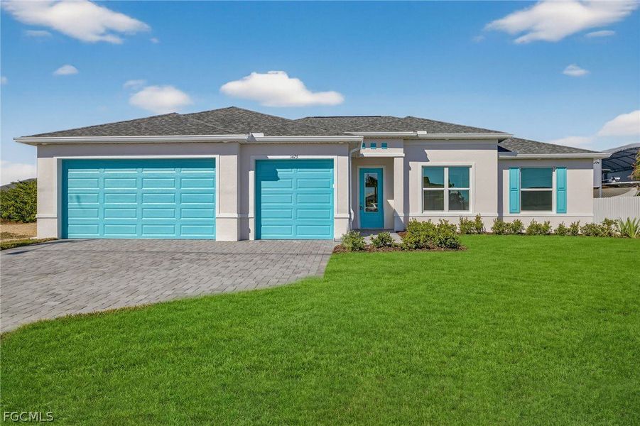 Front exterior of a new home in Cape Coral, Cape Coral, FL, highlighting curb appeal (Image 2). Front exterior of a new home in Cape Coral, Cape Coral, FL, highlighting curb appeal (Image 2).