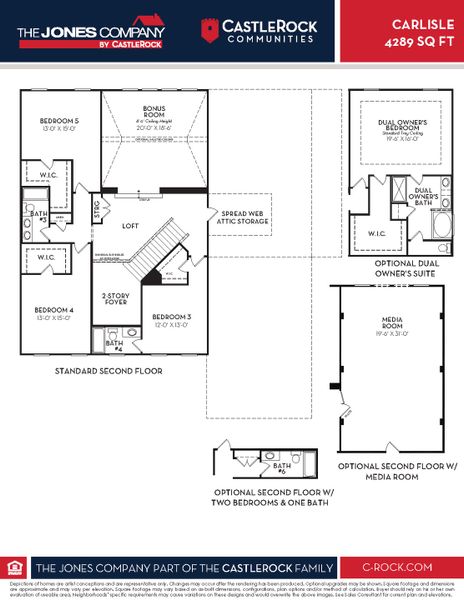 2D floor plan layout for the Carlisle by CastleRock Communities in Belvoir, Fairview, TN (Image 4).