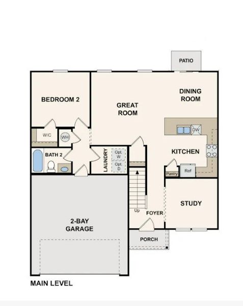 2D floor plan layout of this home in The Landing at Crooked River, Woodbine, GA (Image 3).