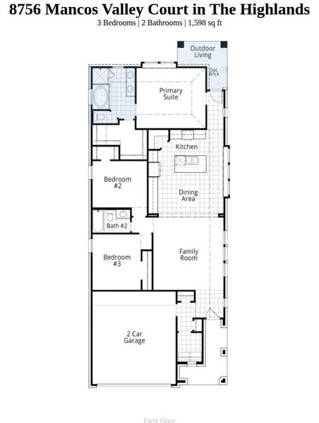 2D floor plan layout of this home in The Highlands, Porter, TX (Image 2).