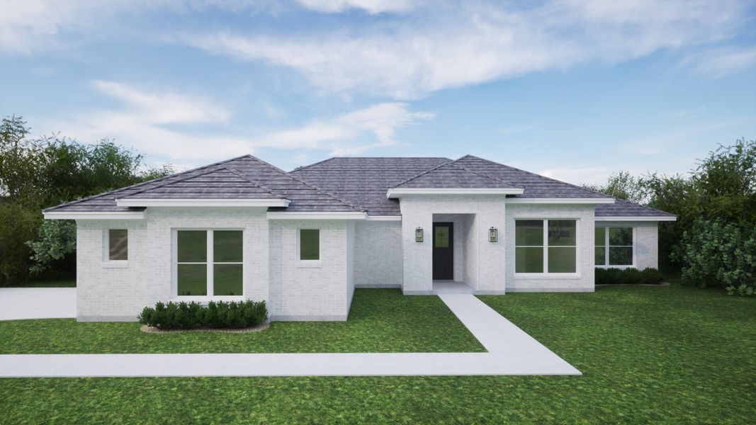 Representative exterior photo of a completed home built from the The Lotus by Kenmark Homes in Taylor Ranch, Springtown, TX (Image 2). Representative exterior photo of a completed home built from the The Lotus by Kenmark Homes in Taylor Ranch, Springtown, TX (Image 2).