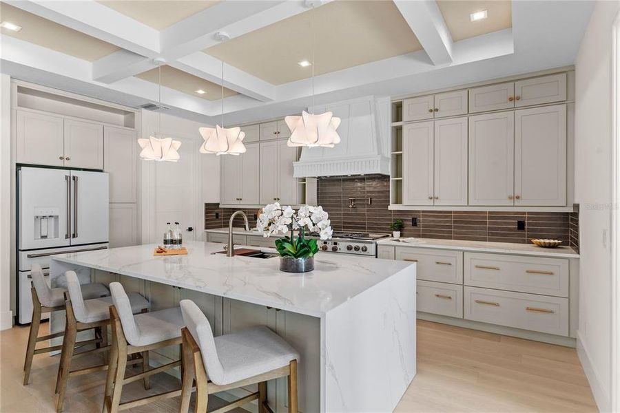 Bar seating and custom pendant lighting Bar seating and custom pendant lighting