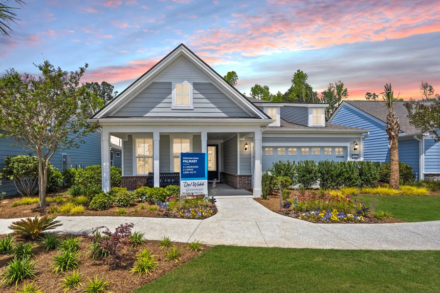 Front exterior of a new home in Del Webb Savannah at Heartwood, Richmond Hill, GA, highlighting curb appeal (Image 1). Front exterior of a new home in Del Webb Savannah at Heartwood, Richmond Hill, GA, highlighting curb appeal (Image 1).