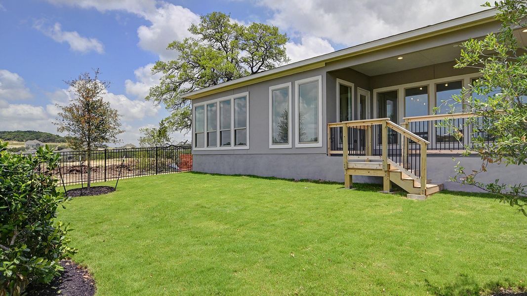 Exterior details and patio area of a home in Esperanza 60', Boerne (Image 19). Exterior details and patio area of a home in Esperanza 60', Boerne (Image 19).