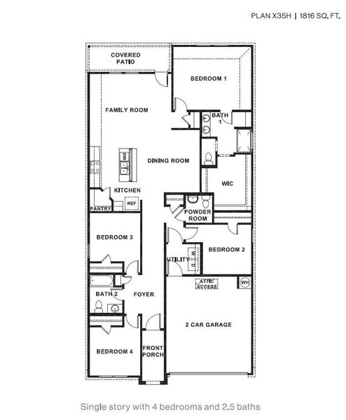 2D floor plan layout of this home in Saengerhalle Meadows, New Braunfels, TX (Image 5).