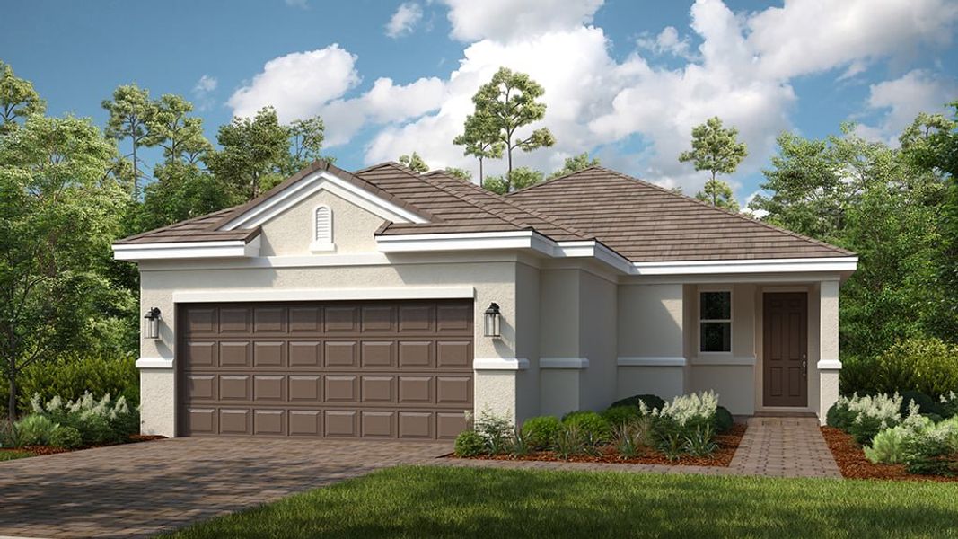 Representative exterior photo of a completed home built from the Bergamo by Taylor Morrison in Esplanade at Tradition, Port St. Lucie, FL (Image 2).